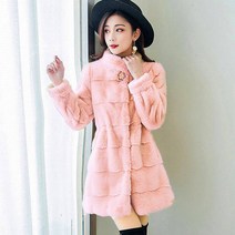 FANSYLI 밍크코트 여자 겨울 패션 하프 하이넥 아우터 11B11