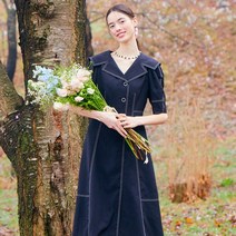올리브데올리브 린넨 혼방 빅카라 스티치원피스