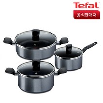테팔 홈쿡 인덕션 냄비 3종세트, 그레이, 편수 16cm + 양수 20cm + 전골 24cm