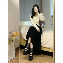 urkoteer 디자인 슈트 패션 니트 탑 코디 캐주얼 스커트 세트 YL-94