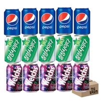 [안녕골목마켓]뚱캔세트_펩시콜라5개+칠성사이다5개+웰치스포도5개, 콜라5+사이다5+웰치포도5