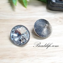 비즈라이프 21mm원형 보석단추2개, 1봉, 백금도금 크리스탈