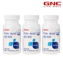 [지앤씨] [GNC] 다중구성_엽산 800 (100정) 100일분x3병_48090x3, 상세 설명 참조, 상세 설명 참조