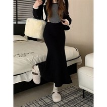 니트 롱 스커트 치마 가을 여성 밴딩 머메이드 캐시미어