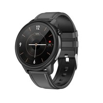 RUIJIE E80 심전도 스마트워치 ECG PPG 심박수 혈압 산소포화도 모니터링 체온측정 기능 IP68 방수 한국어지원, 블랙 가죽