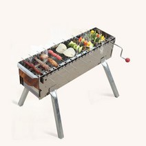 고기구이판 꼬치구이기 대형 화로대 휴대용, 휴대용 반자동 회전 화로대 SET, 상세페이지 참조