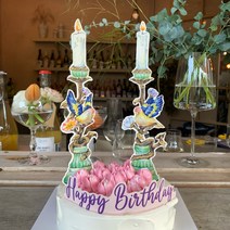 파티봉봉 트윈버즈 웨딩 토퍼 결혼10주년토퍼 정년퇴직케이크 답프로포즈 티아라케이크 브라이덜샤워, 토퍼+ACC SET(퍼플)