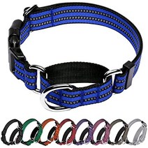 강아지훈련용품 마틴게일 개 목걸이 - 소형 중형 대형견용 강아지에 적합한 조절 가능한 나일론 훈련용 개 목걸이 퀵 릴리스 버클이 있는 반사 개 목걸이., m-1wied for 13.5-16.5목, 파란색