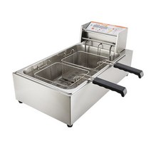 업소용 튀김기 3200W 상업용 프라이어 스톨 싱글 실린더 12L 고속 가열 스낵 메이커, 01 square fry basket_02 110V