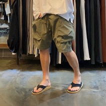 어썸블랑 아웃 카고 스트링 벌룬팬츠 밴딩반바지 통큰 배기핏 허벅돼바지