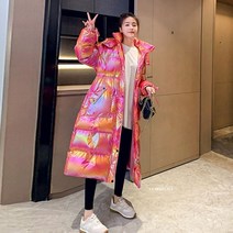 삼남매가 용감하게 내눈에콩깍지 오로라 유광 롱 패딩 허리스트링 캐주얼 스노우 코트