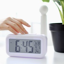 스마트 디지털 알람시계 스누즈 캘린더 온도 탁상 책상 전자 인테리어 무소음 시계, 블루