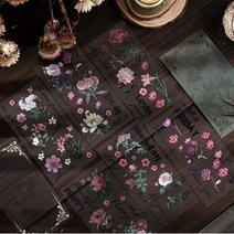 다꾸 용품 빈티지 스티커 대형 꽃 플라워 도화 압화 스티커 6종 / 다꾸 폰꾸 탑꾸 폴꾸 탑로더 다이어리 꾸미기, 04. 잎사귀