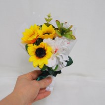 플로랄벨로 납골당 추모 성묘 실크플라워 미니 꽃다발 택1, 미니해바라기철쭉
