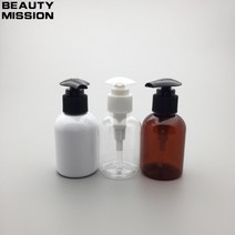 뷰티 미션 100ML 로션 펌프 병 50 개 흰색 플라스틱 화장품 용기 빈 샴푸 서브 보틀링 에센스 오일, [01] clear, [02] black pump
