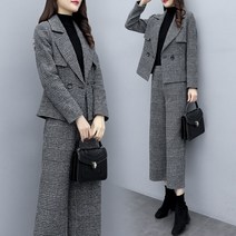 빌리즈빈 가을 여성 카라 캐주얼 정장 모직 상하세트 7089