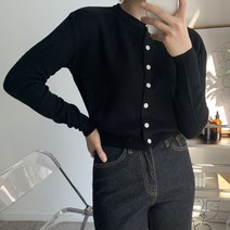 오오엘 여성용 간절기 크롭 라운드 하찌 미니 가디건