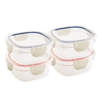 이지앤프리 클라우드 이지락 밀폐용기 클리어레드 470ml x 2p + 클리어블루 470ml x 2p, 1세트, 밀폐용기 2종