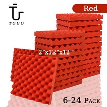 방음부스 TOUO 어쿠스틱 폼 내화 스폰지 계란 상자 스튜디오 가정용 흡음 6 개 12 24, 37.Red  Medium Density6 Pcs Wi