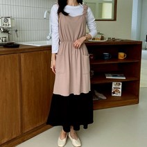 퍼니걸스 에이프런 배색 롱 원피스 여성의류_1362