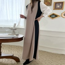 얼스 블라우스 배색 롱 원피스 빅사이즈 원피스 a681