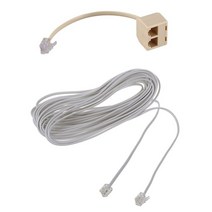 2Pcs RJ11 Parts: 1 6P2C Modular Telephone Phone Cables Wire & Way Outlet Jack Line Splitter, 01 GRAY