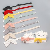 엠몰리 가벼운 강아지 고양이 인식표 목걸이 패브릭 목줄 안전버클 린넨 콩리본, 린넨 레드(화이트버클), 앞쪽+안쪽 제작(추가정보란에 문구기재)