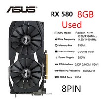 XFX RX 590 그래픽 카드 GPU Radeon AMD GME 8GB GDDR5 비디오 데스크탑 PC 화면 컴퓨터 게임 맵, 01 RX580 8GB