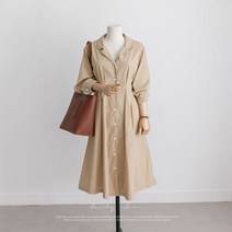 [아띠스토리] 트렌치 여성 롱원피스 오피스룩 베이지
