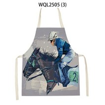승마복 Animal Horse Print Apron Creative Horse Riding Pattern Kitchen Apron for Women Party Cooking, 03 3_02 68x55cm