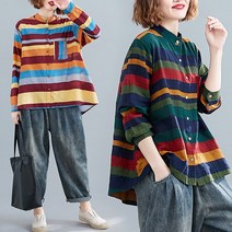 도니와 여성 차이나카라 컬러믹스 스트라이프셔츠 봄셔츠 가을셔츠 여행패션 빈티지셔츠 단가라셔츠 줄무늬셔츠 기본셔츠 그린셔츠 데일리룩 편한셔츠 출근패션 원색셔츠 카키셔츠