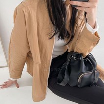 옷자락 여자 스트링 히든 레이어드 백트임 하이넥 야상 자켓