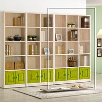 [우아미아이] 시건 원목 책장 5단 1200 도어형, 색상:워시월넛