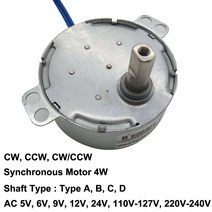AC모터 ac 5v 6v 9v 12v 24v 110v-127v 220v-240v 동기 모터 4w 0.9-70rpm cw ccw 팬 모터 유도 밥솥 램프, 1.4rpm 또는 1.7rpm