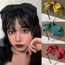 왕리본 머리띠 명품 새틴 리본 제니머리띠 헤어밴드 반다나 얇은머리띠 귀안아픈 1개