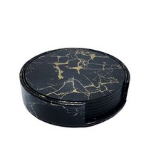 6PCS PU 가죽 대리석 코스터 마시는 커피 컵 매트 라운드 차 패드 테이블 홀더 깨끗 한 Placemats 코스터 세트, 06_11x11x2.5cm | ROUND