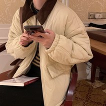 코코블랑 코듀로이 카라 퀼팅 점퍼