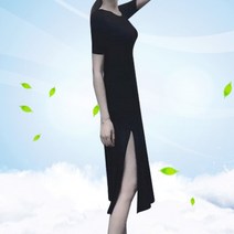 여름 반팔 원피스 A라인 편한 옆트임 플레어 이너 롱 프릴원피스 여름원피스 원마일 면원피스