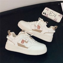 스니커즈 여성 플랫폼 화이트 일본 카와이 베어 스포츠 신발 플랫 트레이너 캐주얼 한국 러닝 봄 가을 패션 2021