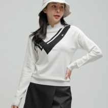 제이투제이 스포티한 사선 배색 소프트 라인니트 여성골프웨어