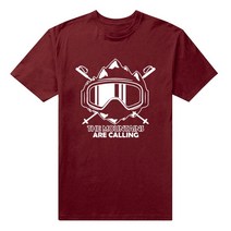스키 플레이트 숏스키 The Mountains Are Calling T 셔츠 남성 여성 스키 스노우보드 멋진 디자인 코튼, 06 CHESTNUT_05 XL