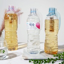 오늘새로 생수병 페트병 손잡이 1리터 2리터 물병, 투명, 3개