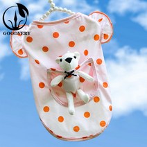 GOODVERY애 완 견 고양이 귀여운 주머니 백곰 보 점 옷 테 디 파 두 보 미 얇 은 봄 여름 가을 용품GD100501, L (가슴둘레 45 등 길이 35 ㎝), 얇 은 오렌지 점 백곰