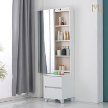 레아 원터치 양방향 슬라이딩 전신거울 화장대 서랍 수납 좌식화장대, 핑크