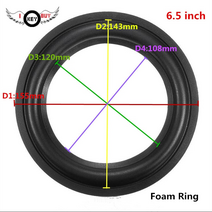 바닥 우퍼 시트 12인치 차량용 박스 카오디오 10 개몫 6 인치 6.5 인치 스피커 서라운드 서브 콘 가장자리 diy 수리 액세서리 내경 106mm 접는 폼 가장자리, 6인치