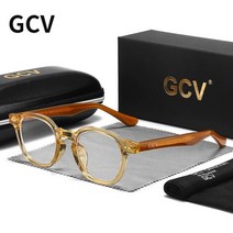 블루레이 플레이어 GCV-아세테이트 조니 뎁 둥근 안경테 남녀공용 블루레이 컴퓨터 고글 파란색 차단 안, 01 Through Orange