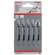 보쉬 목재용 직소날 T119BO (5PCS) 라미네이트 얇은 강화마루 곡선절단, 5개