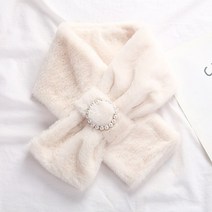 인조 모피 칼라 진주 버튼 플러시 스카프 한국 스타일 따뜻한 넥 워머 우아한 여성 목도리 크로스 스테레오 목도리 밍크 머플러