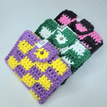 [주문 제작 / 코바늘 완제품] 체커보드 투포켓 뜨개 카드지갑