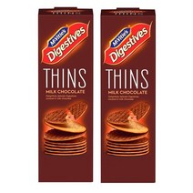 Mcvities 맥비티 다이제스티브 띤 밀크 초콜릿 초코 쿠키 비스킷 과자 Thins Milk Chocolate 180g 2팩, 1세트